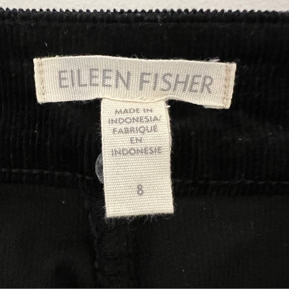 Eileen Fisher Black Organic Cotton Corduroy Wide Leg Ankle Pants - Picture 10 of 11